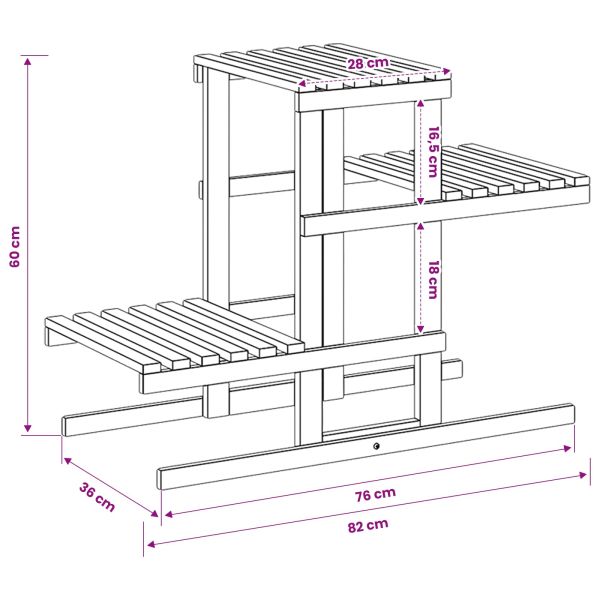 Стойка за растения Натурално 82 x 36 x 60 см