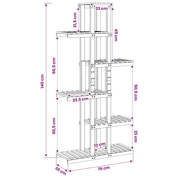 Стойка за растения Натурално 68 x 23,5 x 140 см