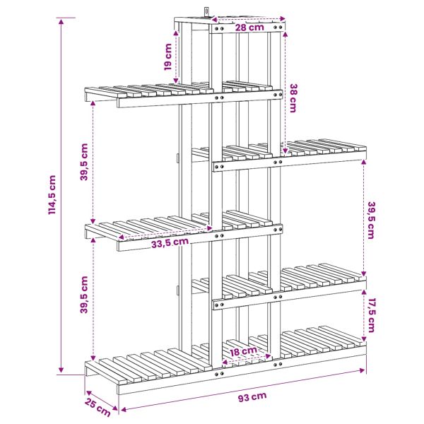 Стойка за растения Бяло 93 x 25 x 114,5 см