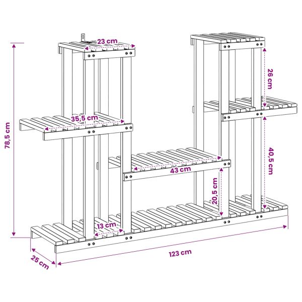 Стойка за растения Бяло 123 x 25 x 78,5 см