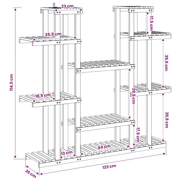Стойка за растения Бяло 123 x 25 x 114,5 см