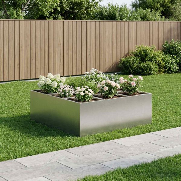 Градинска саксия Сребристо 100 x 100 x 50 cm Неръждаема стомана