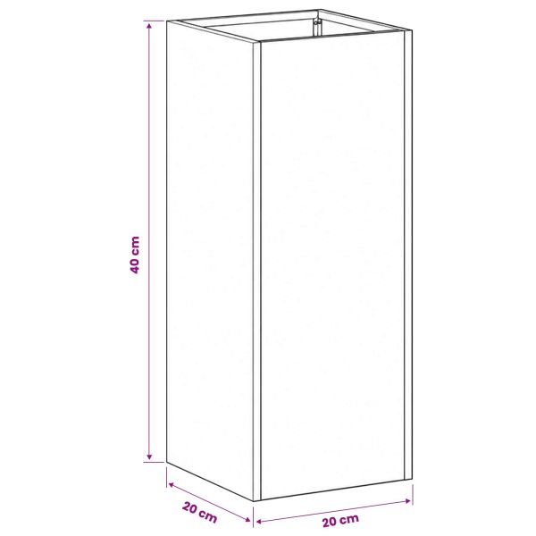 Градинска саксия Сребристо 20 x 20 x 40 см Поцинкована стомана