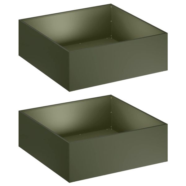 Градинска саксия 2 бр. Маслиненозелено 60 x 60 x 20 см