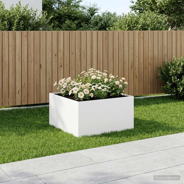 Градинска саксия Бяло 80 x 80 x 40 cm Студено валцована стомана