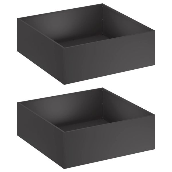 Градинска саксия 2 бр. Черно 60 x 60 x 20 см