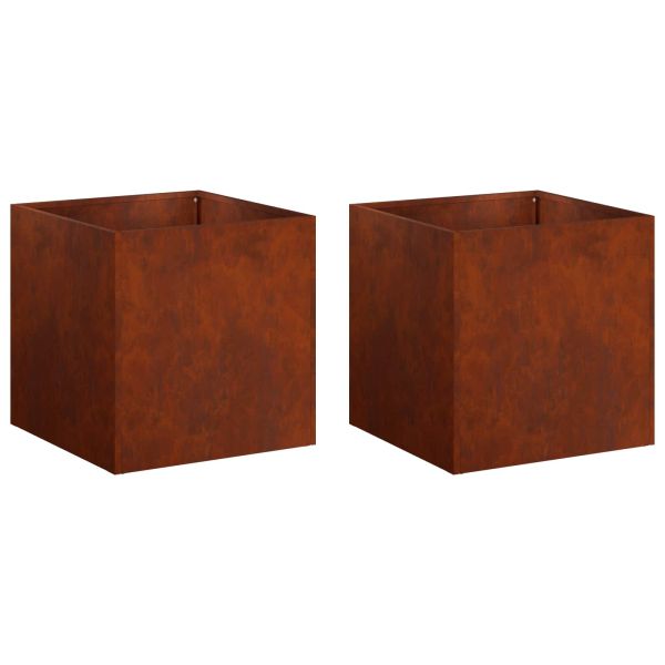 Градинска саксия 2 бр. Ръждясало 20 x 20 x 20 см