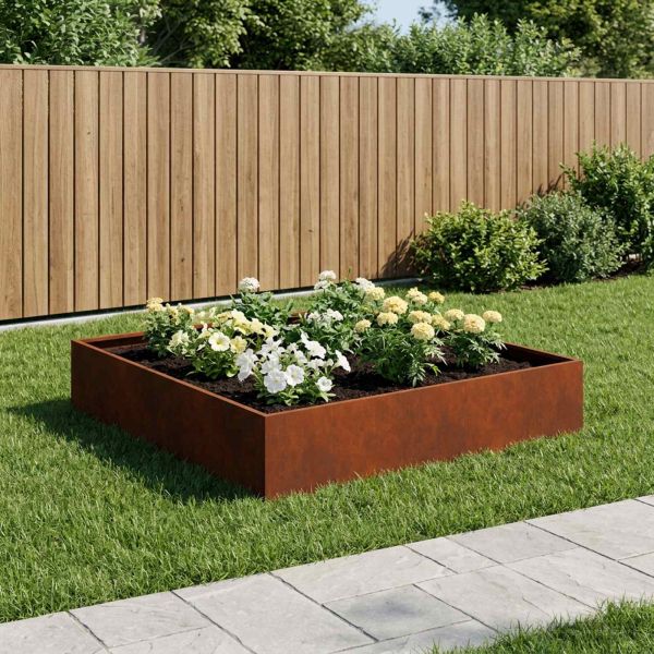 Градинска саксия Ръждясало 80 x 80 x 20 cm Кортенова стомана