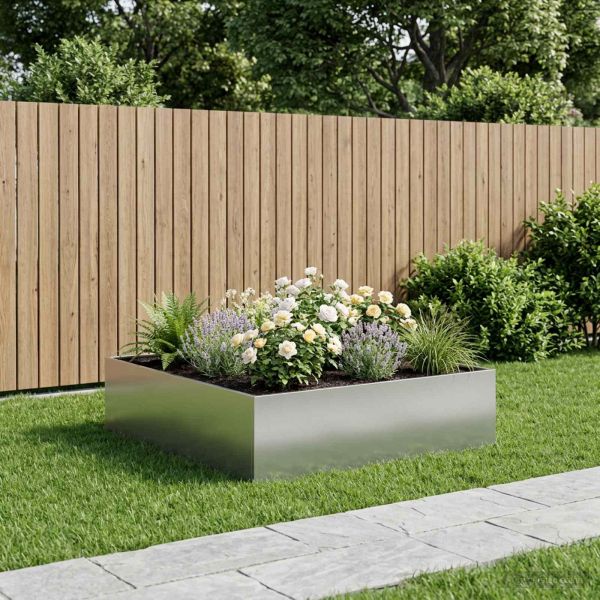 Градинска саксия Сребристо 80 x 80 x 30 cm Поцинкована стомана
