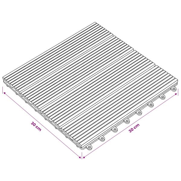 Плочка за decking 11 бр. Сиво 30 x 30 cm WPC