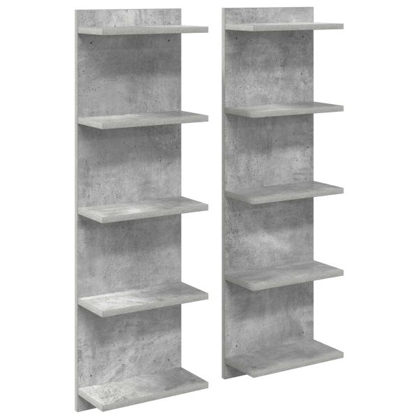 Стенен рафт 2 бр. Бетонно сиво 30 x 15 x 100 см