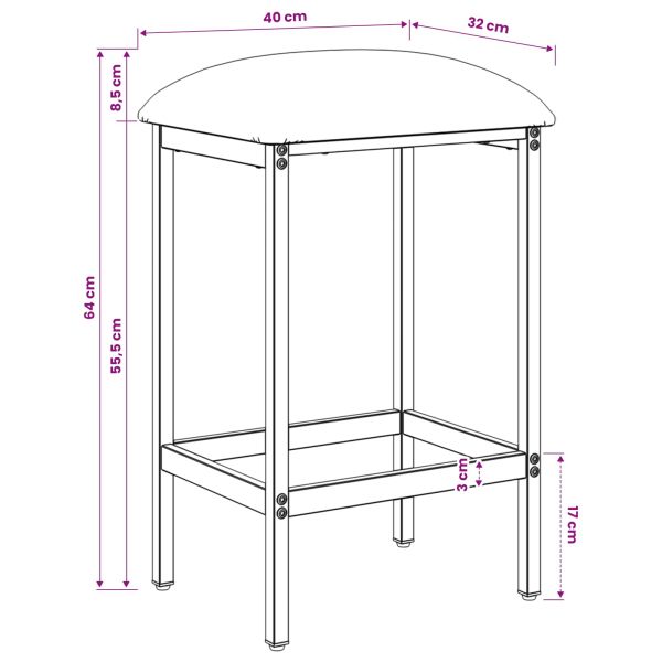 Бар стол Черно 40 x 32 x 64 см Инженерна дървесина