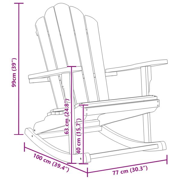 Люлеещ се стол Adirondack 2 бр. Кафяво Масивна тикова дървесина
