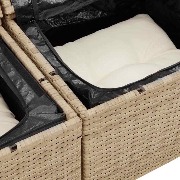 Градински Софа Комплект 4 бр. Бежов и кремав полиратан