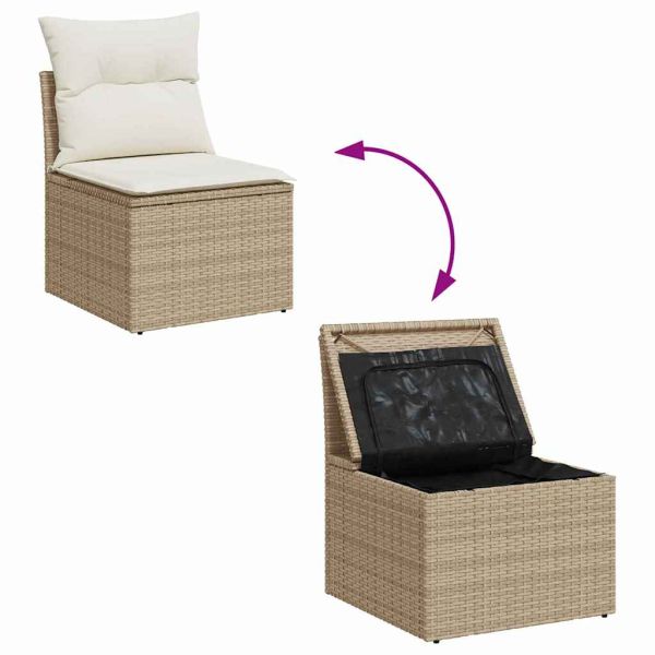 Градински Софа Комплект 9 бр. Бежово Полиратан