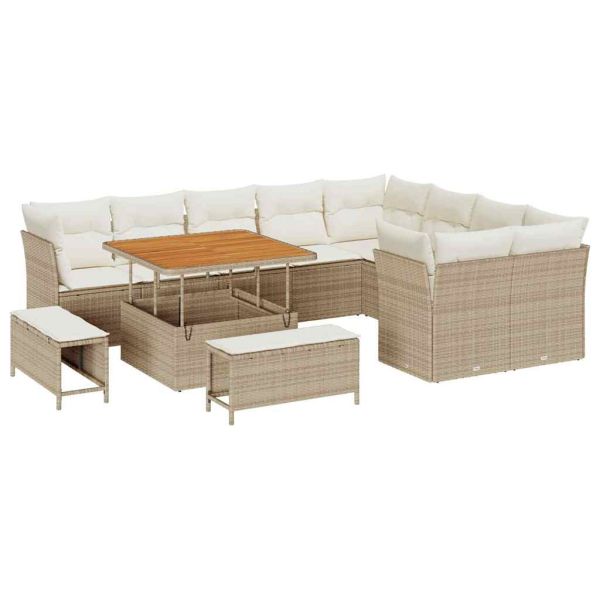 Градински Софа Комплект 12 бр. 9-Брой места Бежов и кремав