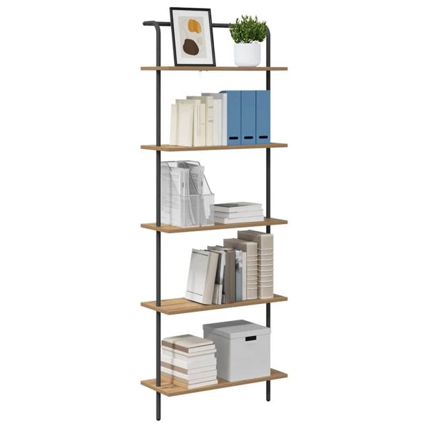 Рафт за книги 5 нива 60 x 24 x 168 см Инженерна дървесина Дъб