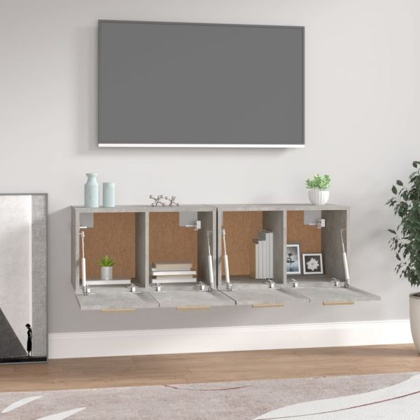 Стенни шкафове 2 бр бетонно сиви 60x36,5x35 см инженерно дърво