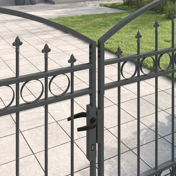 Врата за ограда ASSEN 401 x 175,5 см Стомана Сив С ключалка
