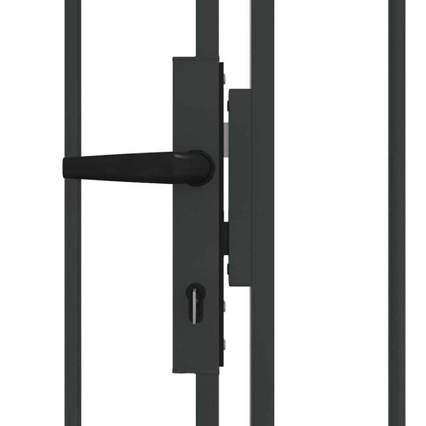 Врата за ограда ASSEN 401 x 175,5 см Стомана Сив С ключалка