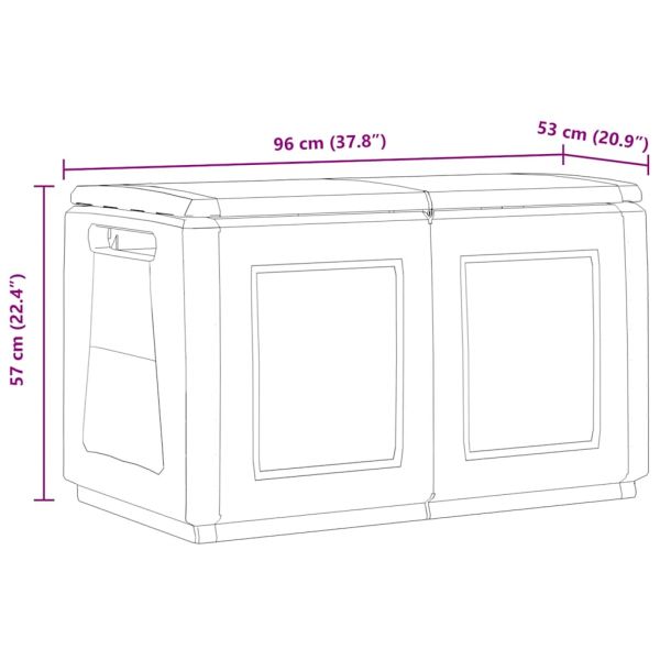 Кутия за съхранение, 96x53x57 см, 230 л, тъмносиво и черно