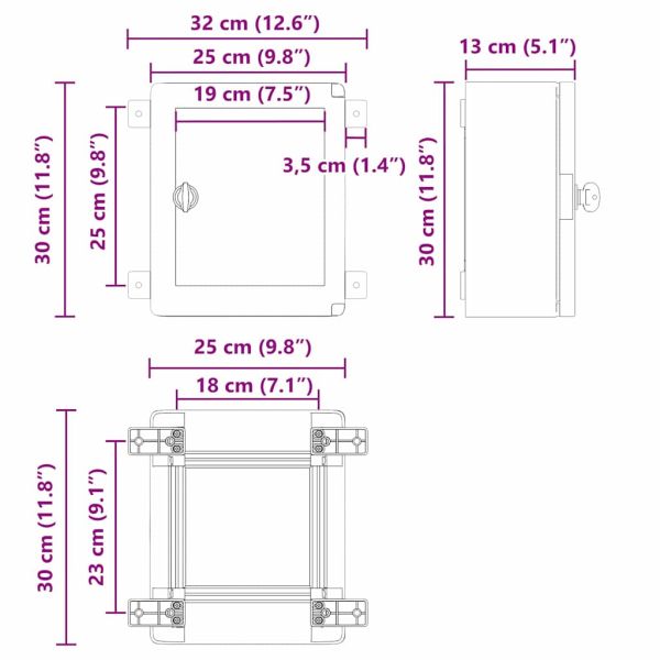 Контролен шкаф Сив 32 x 13 x 30 см ABS пластмаса