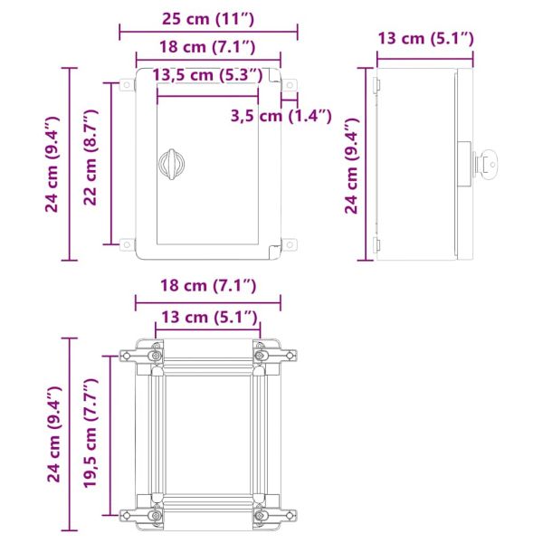 Контролен шкаф Сив 25 x 13 x 24 см ABS пластмаса