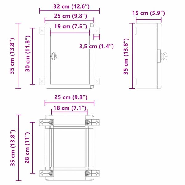 Контролен шкаф Сив 32 x 15 x 35 см ABS пластмаса