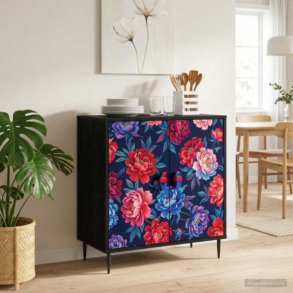 Плика HEESCH Цветен блоков печат 66 x 36,5 x 76 см Черен дъб