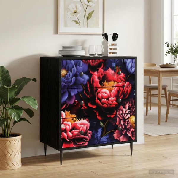 Плика KIEL Тъмен печат от пион 66 x 36,5 x 76 см Черен дъб