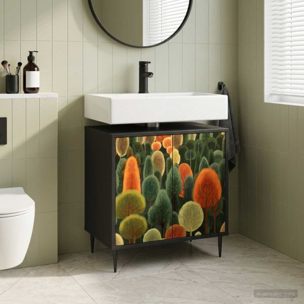 Шкаф за баня ZAANDAM Черен дъб 60 x 40 x 61 см