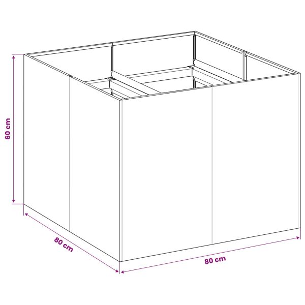 Градинска саксия Черно 80 x 80 x 60 см