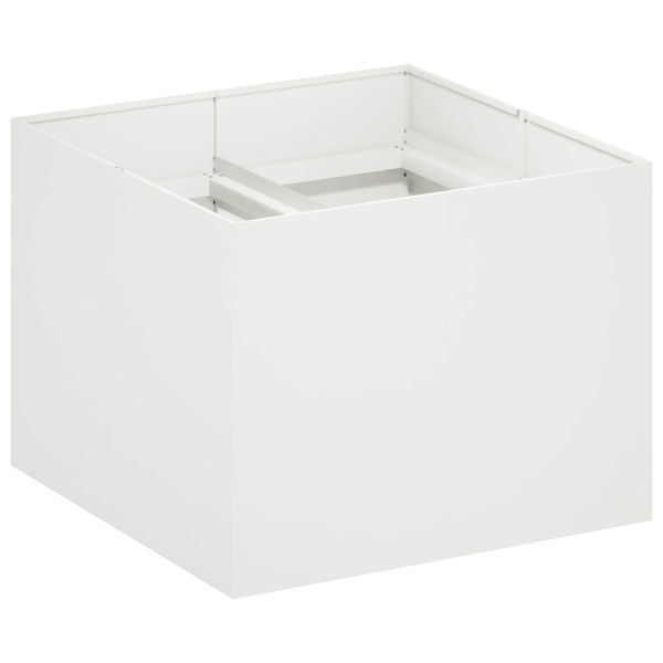 Градинска саксия Бяло 80 x 80 x 60 см Студено валцована стомана