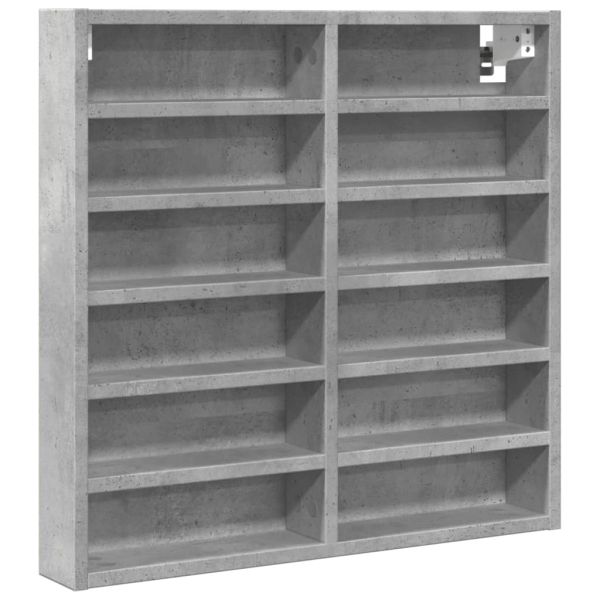 Шкаф витрина, бетонно сив, 60x8,5x58 см, инженерно дърво