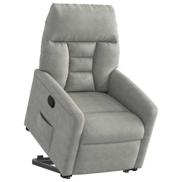 Изправящ реклайнер стол, светлосив, микрофибърен текстил