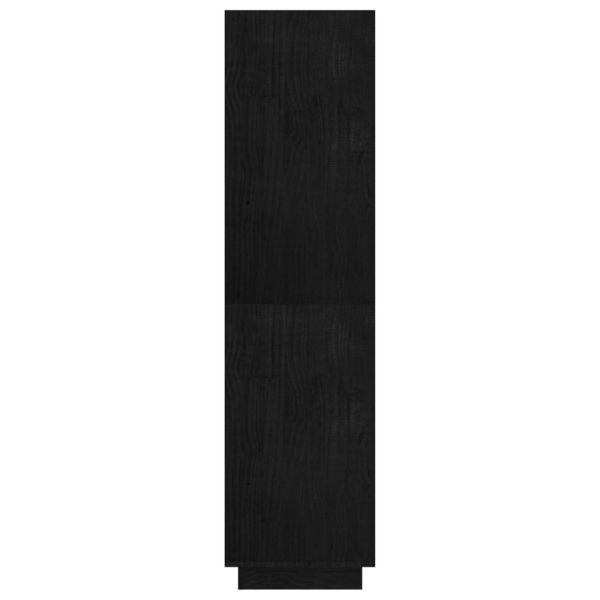 Библиотека/разделител за стая, черна, 80x35x135 см, бор масив