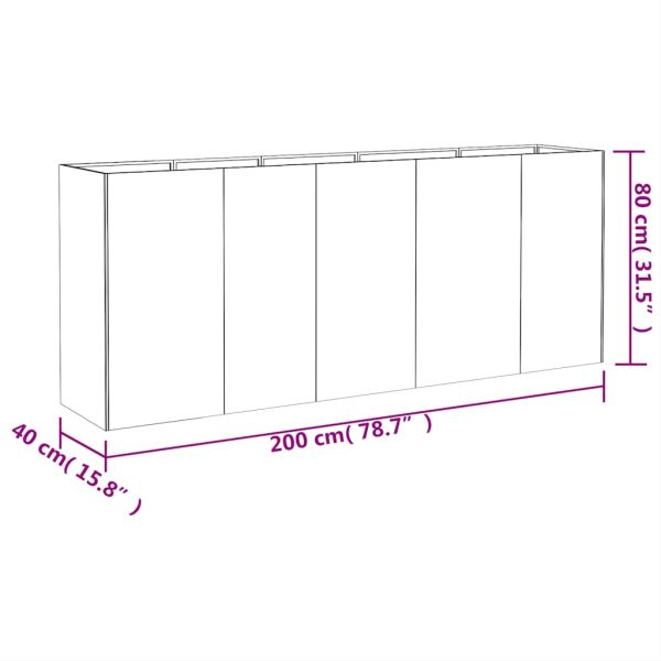 Градинска повдигната леха 200x40x80 см кортенова стомана