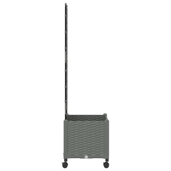 Градински сандък с решетка и колела Светлосиво 40 x 40 x 149 см