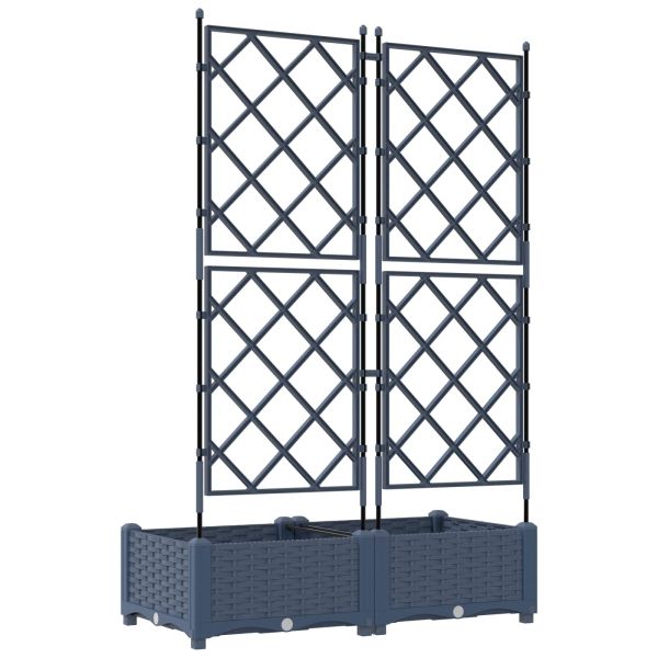 Градинска саксия 2 бр. Сиво 80 x 40 x 125,5 см ПП