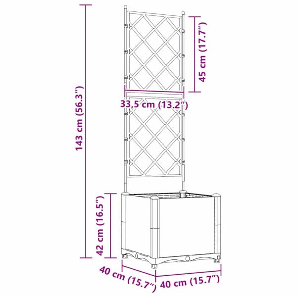 Градинска саксия Светлосиво 40 x 40 x 143 см ПП