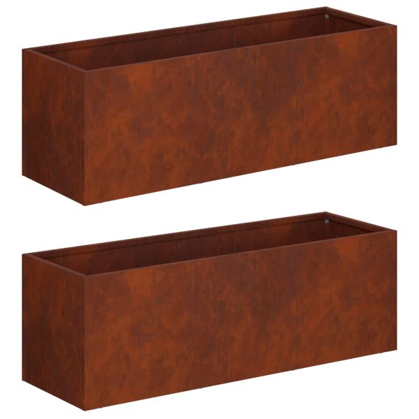 Градинска саксия 2 бр. Ръждясало 60 x 20 x 20 см