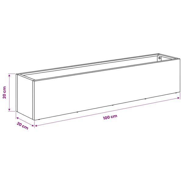 Градинска саксия 2 бр. Бяло 100 x 20 x 20 см