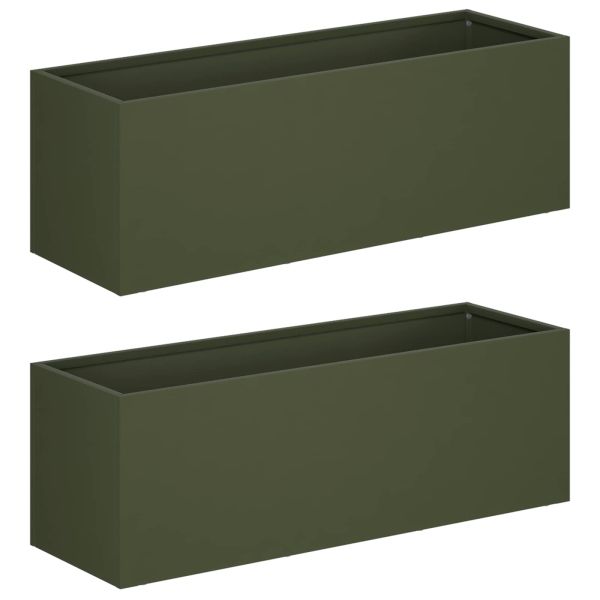 Градинска саксия 2 бр. Маслиненозелено 60 x 20 x 20 см