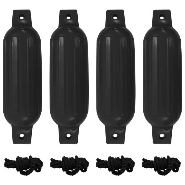 Броня за лодка 4 бр черна Ø 11x40 см PVC
