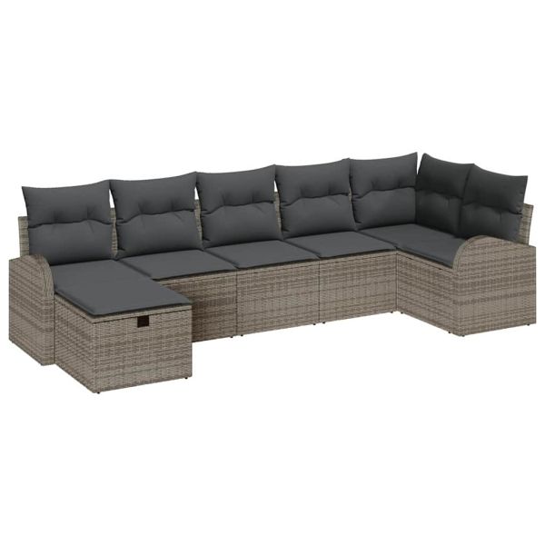 Комплект дивани 7 бр. Сив полиратан