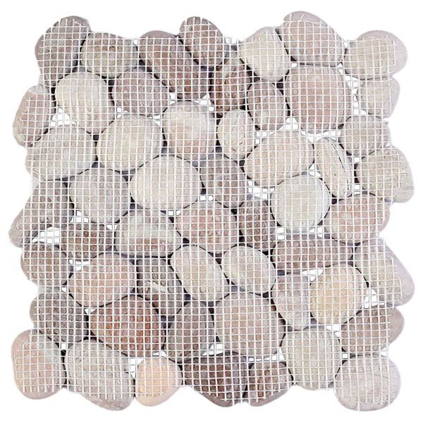 Плочки от камъчета Бежово и нежно розово 30 x 30 cm