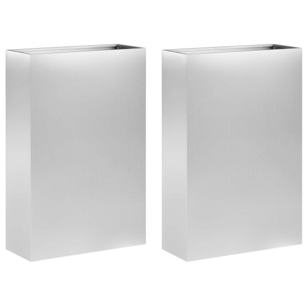 Градинска саксия 2 бр. Сребристо 50 x 20 x 75 см