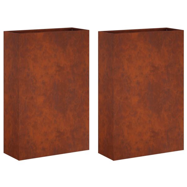 Градинска саксия 2 бр. Ръждясало 40 x 20 x 75 см