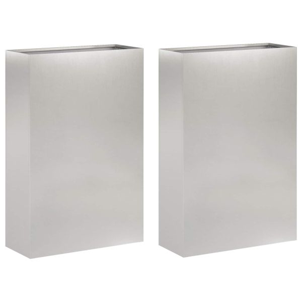 Градинска саксия 2 бр. Сребристо 50 x 20 x 75 см