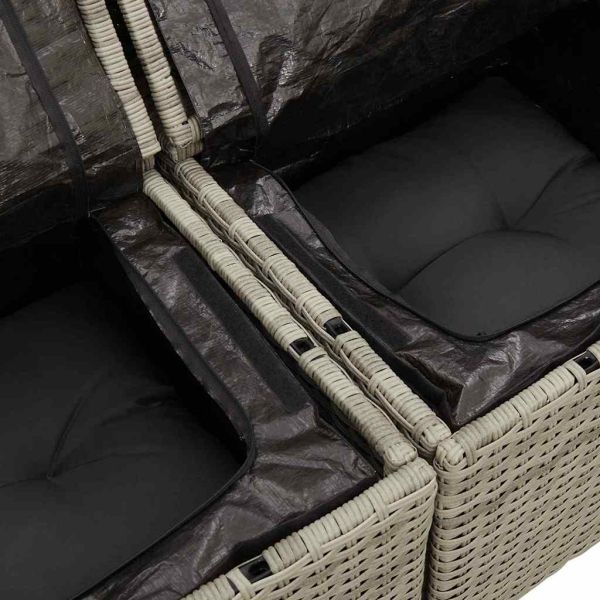 Градински Софа Комплект 6 бр. Светлосиво полиратан
